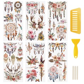 WANDIC 6 Sheets Rub On Transfer Sticker,Tribal Style Transfer Decals for DIY Photo Albums Furniture,15 * 30cm