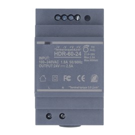 Rail Switching Power Supply 24V Thin Mount 60W 2.5A 100~240VAC Flame Retardant PC Din Rail Power Supply HDR 60 24