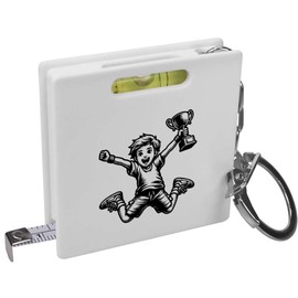 Azeeda 'Boy With Trophy' Keyring Tape Measure/Spirit Level Tool (KM00038454)