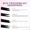 4pcs Tweezers Kit Professional Stainless Steel - Pointed, Slant, Flat