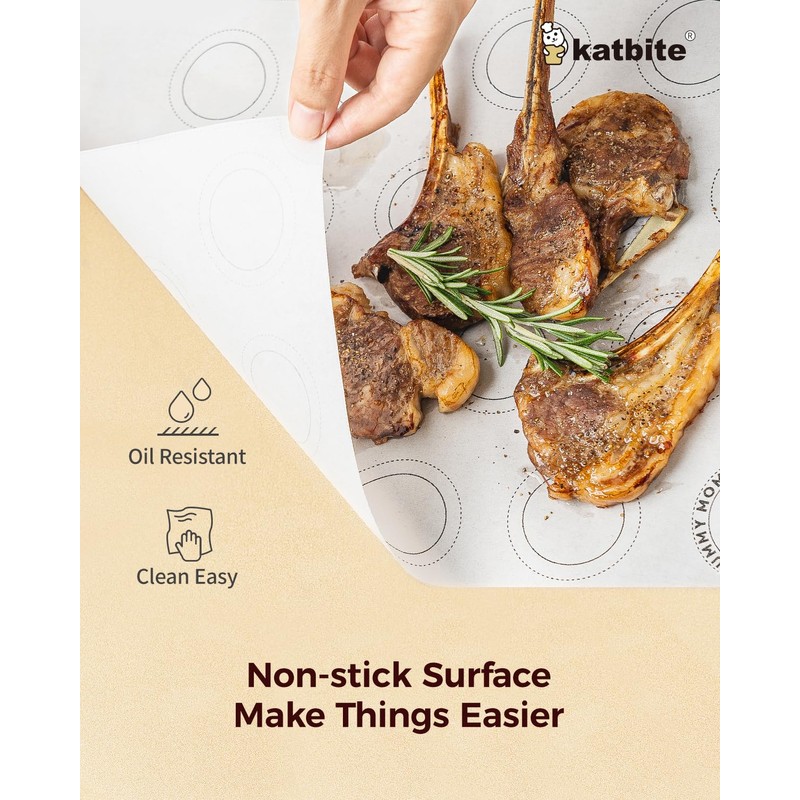 Katbite 100 Macaron Parchment Sheets Template Baking, Cookie Parchment, Printed