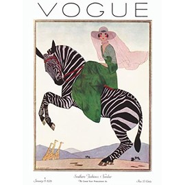 New York Puzzle Company - Vogue Magazine Lady on a Zebra - 500 Piece Jigsaw Puzzle for Family Game Nights by André Édouard Marty