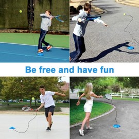 DAKLUNAR Tennis Trainer Tennis Trainer Set Trainer Baseboard Set with 2 Rebound Balls, Self-Study Exercise Training Tool Tennis Training Equipment for Solo Training Adults