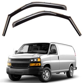 Window Deflectors Smoke Tinted In-Channel Side Window Vent Visor Deflectors Rain Guards Compatible with Chevy Express Van 1996-2025 2500/3500 - 2pcs. GW0622
