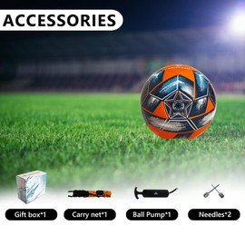 MGZFEZN Soccer Ball Size 5 for Youth and Adults, Outdoor and Indoor Training Practice Soccer Ball for School Sports Game with 1 Pump 1 Net Bag and 1 Gift Box Orange