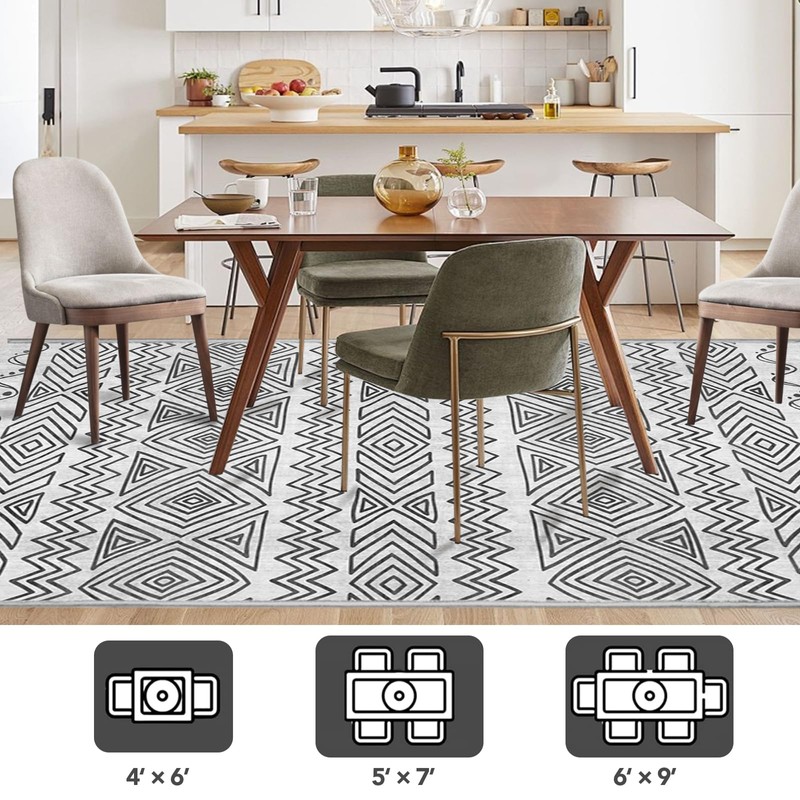 4’x6’ Washable Area Rugs Non Slip Foldable Low Pile Area