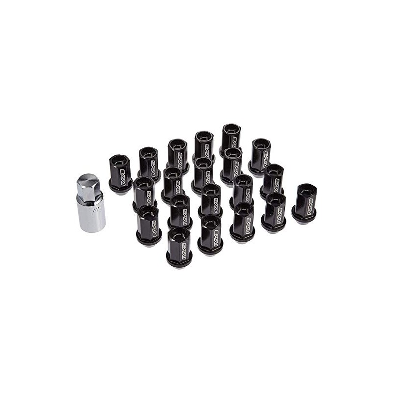 RAYS 74020001001BK Duralumin Lock & Nut Set, Straight Type, M12