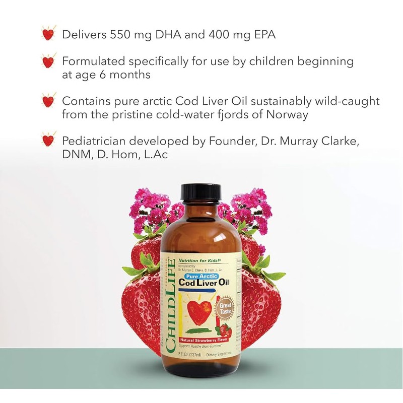 Child Life's Pure Arctic Cod Liver Oil, Natural Strawberry Flavour,