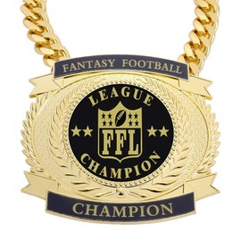 guancrown Fantasy Football Medal, Championship Chains Award Winner Prize Trophy, 7-3/4″ x 7″ Large Champ Medal (Black) (Gold Fantasy Football Medal)