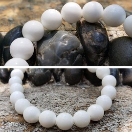 chengmu 8mm White Shell Stretch Bracelet Round Stone Beads Semi Gemstone for Crystal Elastic Bracelet 7.5"