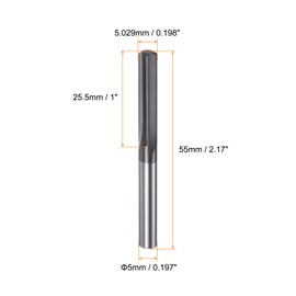 HARFINGTON Carbide Chucking Reamer 0.198"(5.029mm) Dia Straight Flute Straight Shank Machine Reamer Tool for Metal and Lathes CNC Machining Centers, Black