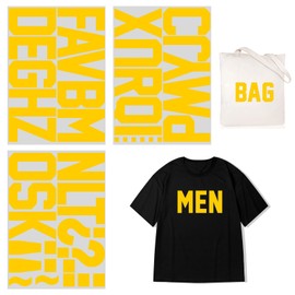 4 Inch Iron On Heat Transfer Letters Alphabets Fabric Vinyl DIY for Sport Jerseys T Shirts Clothes Slogan Printing Crafts Decoration (Yellow)