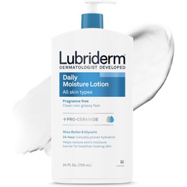 Lubriderm Daily Moisture Hydrating Unscented Body Lotion with Vitamin B5 for Normal to Dry Skin, Non-Greasy and Fragrance-Free Lotion. 24 fl. oz