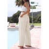 Himosyber Women Cotton Linen Pants Wide Leg High Waist Flowy