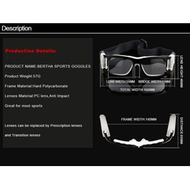 Runworld anteojos de baloncesto deportivas antivaho de seguridad para adultos, hombres, jóvenes, fútbol, tenis, regate (gris transparente)