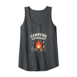 Campfire Enthusiast: Outdoor Adventure Tank Top, Women, Dark Heather Grey