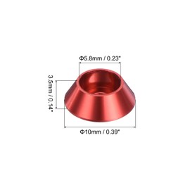 QUARKZMAN Set of 30 M3 Cone Cup Washers Anodized Aluminum Seals Cone Countersunk Washers for Screw RC/FPV/PC/Drone/Mechanical Accessories Model Parts (Red)