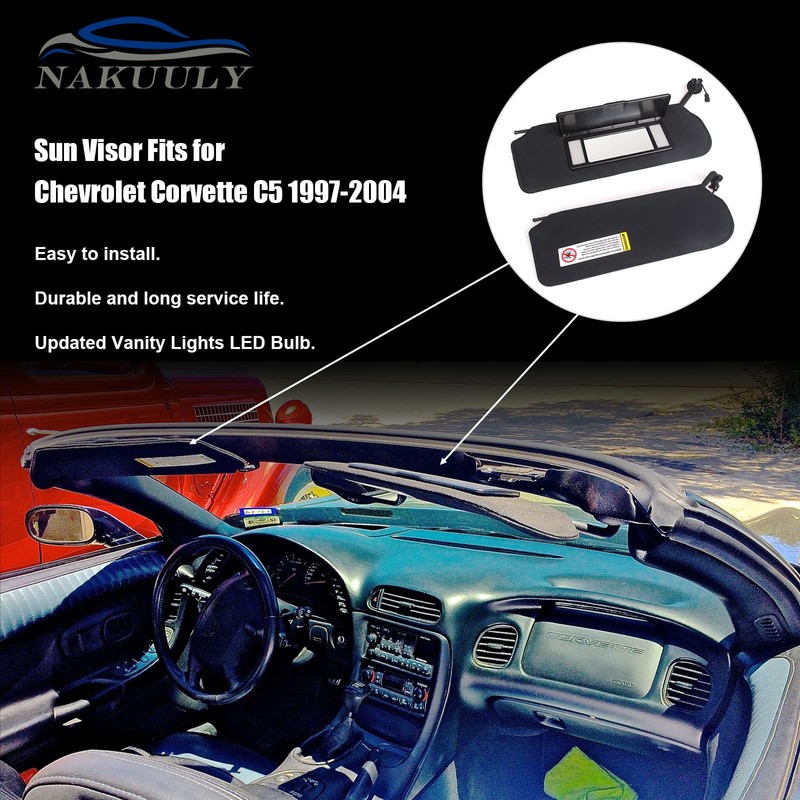 Nakuuly Sun Visor Pair with Updated LED Lighted Vanity Mirror