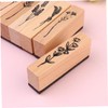 COHEALI 3pcs Retro Wooden Stamps Craft Journals Plant Flower Patterns