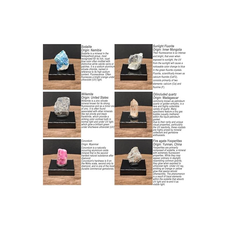 Ultimate Fluorescent Minerals Collection, 12 Rare Glowing Stones Set with