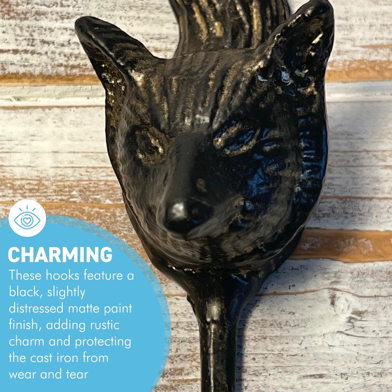 Thorness Sturdy Wall Mounted Cast Iron Fox Head Hook Hanger