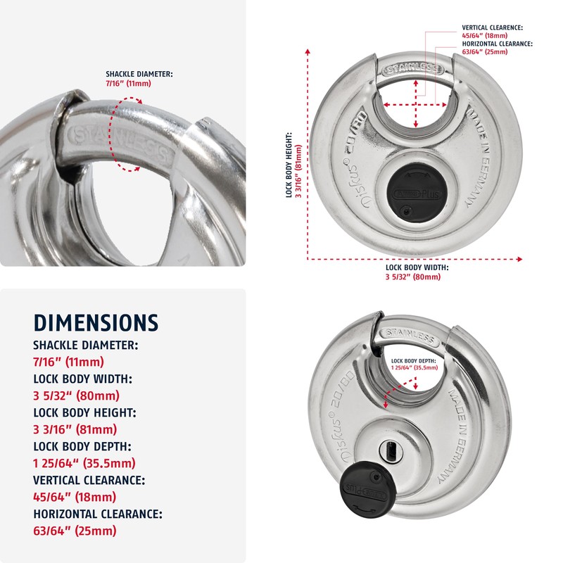 ABUS 20/80 Heavy Duty Diskus Storage Padlock with 2 Keys