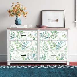 GaliGali Peel and Stick Wallpaper Floral Boho Eucalyptus Leaf Renter Friendly Removable Wallpaper Peel and Stick Contact Paper Self-Adhesive for Bathroom Home Decor 17.3"x118", No.93600-1-3