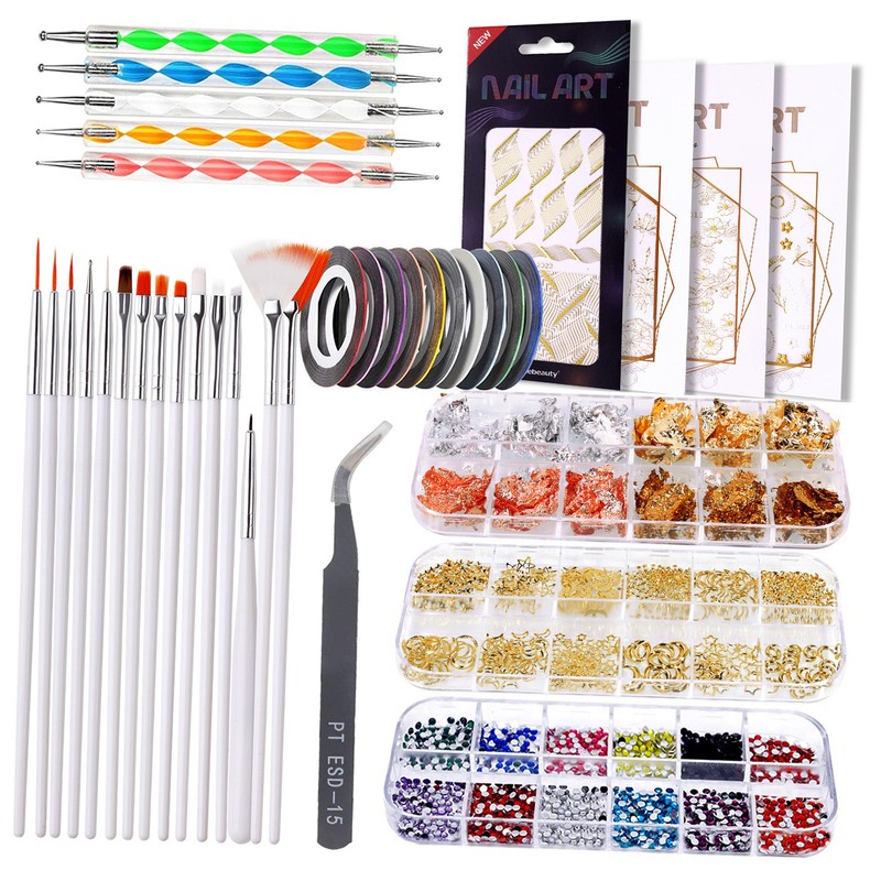 Nail Art Kit Professional Brush Decoration Thread Stamping Sticker Nail