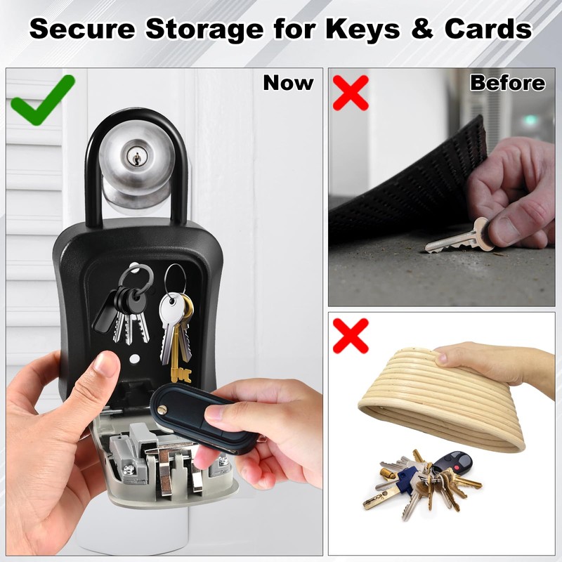 Locilot L Large Key Lock Box, 4.5”x3.7”x1.5” Waterproof Kirsite Combination