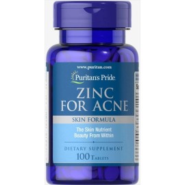 Puritan's Pride Zinc for Acne, Skin Formula, Immune System Health, 100 Tablets