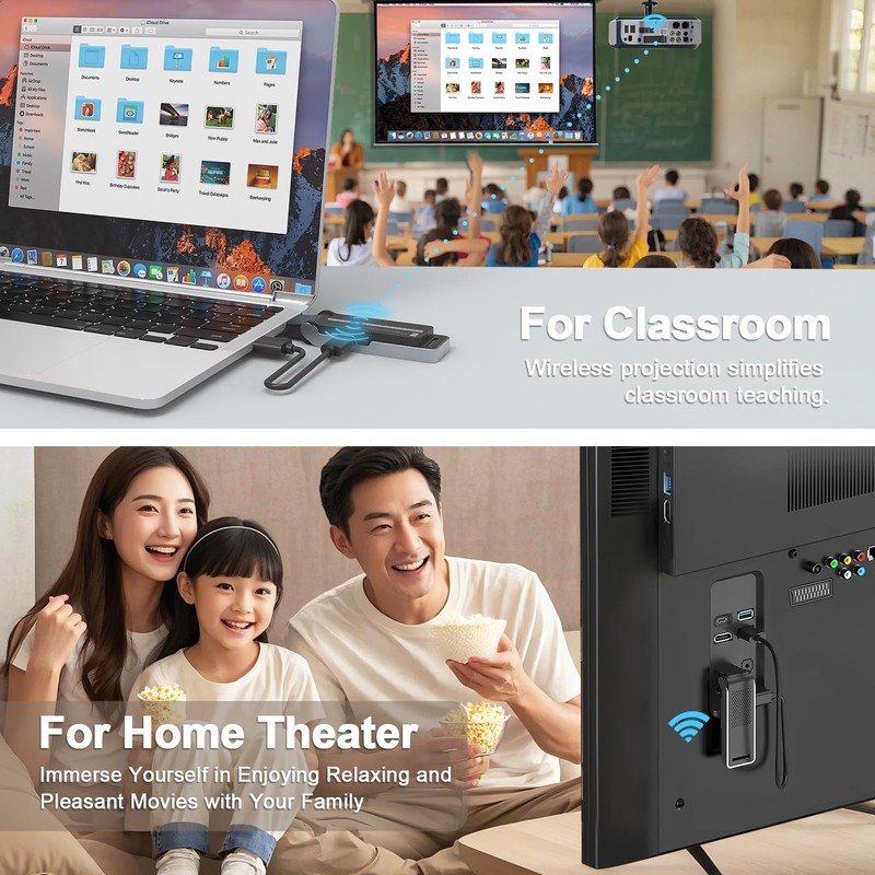 Wireless HDMI Transmitter & Receiver Kit with Heat Dissipation, 90°