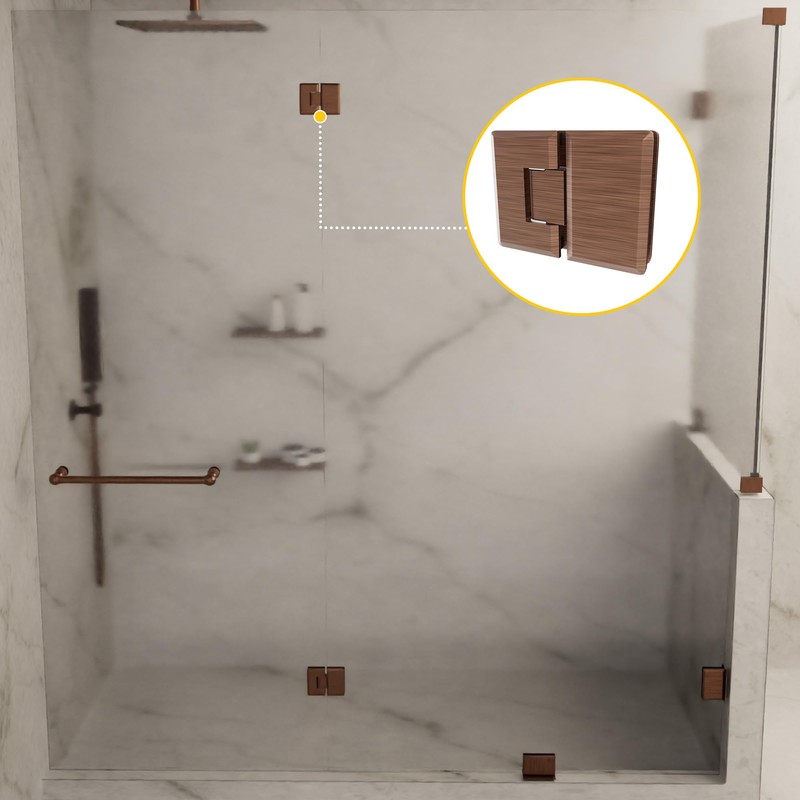 Brixwell H-MB180GTGA-ACP Adjustable Majestic Series Glass-to-Glass Mount Hinge 180 Degree