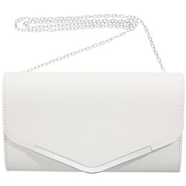 BESPORTBLE White Clutch Bag Cream Bags For Women Fashion Chain Envelope Handbag for Evening Wedding Party Glitter Purse with Strap Perfect Weddings Parties