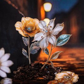 90Pcs Flower Shadow Dream Series Paper Scrapbook Stickers, Velvet Flower Sea Petals Sunshine Charm Stickers Kit for Scrapbooking, Junk Journal Ephemera, DIY Crafts Card Journaling Supplies