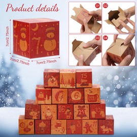 Outus DIY Christmas Advent Calendar Boxes 2024, 25 Days Christmas Cardboard Number Boxes Christmas Countdown Calendar Refillable Advent Xmas Gift Box for Kids Adults Xmas Home Office(Vivid Style)