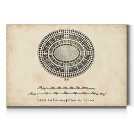 Renditions Gallery Plan for the Colosseum, Rome, Italy, Ancient Roman Architecture, Coliseum Wall Art, Premium Gallery Wrapped Canvas, Ready to Hang, 24 In x 36 In, Made in America Canvas Print Decor