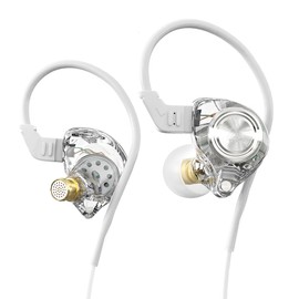 DUCK DANCE Wired Earbuds with Microphone Heavy Bass Zero Latency Wired Earphones with Mics for Audiophile Hi-Fi Headset with Microphone 3.5mm Jack or Type C (with Mic, Crystal White Metal)