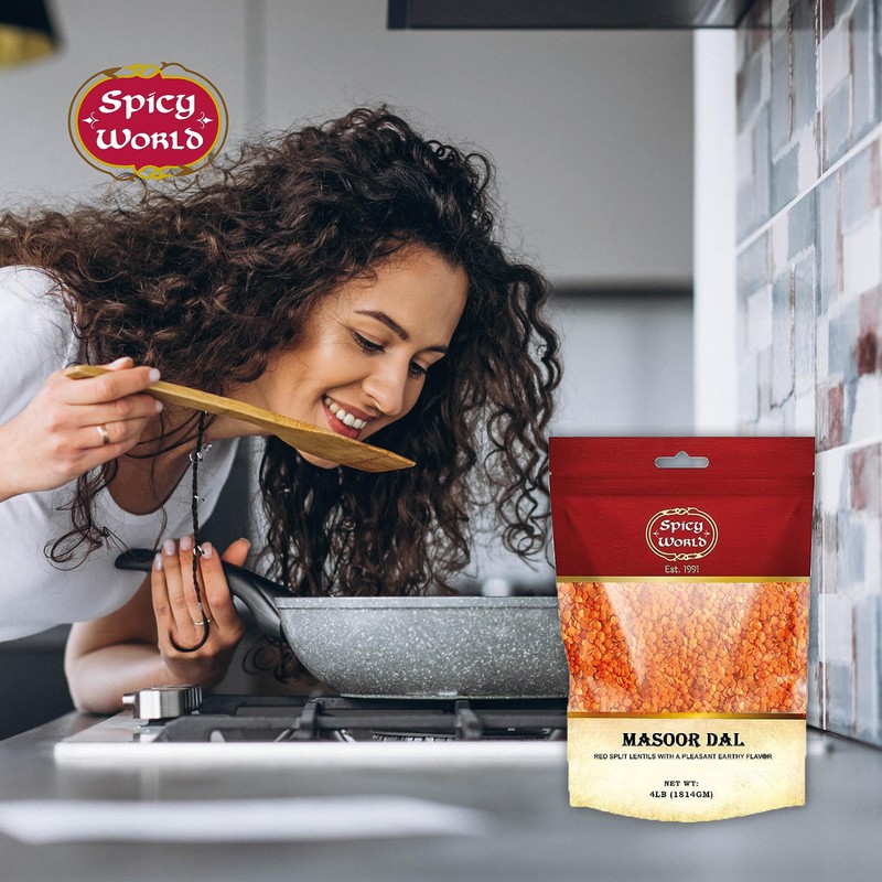 Masoor Dal 4 Pound Bag - Split Red Lentils Dry
