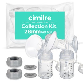 Cimilre 28MM Breast Milk Collection Kit, Double Pumping Breast Milk Collector Kit to Store Breast Milk, Includes Breast Shields, Valves, Backflow Protectors & Bottles