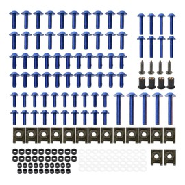 JSCARLIFE 177Pcs/Set Motorcycle Fairing Bolts & Nuts Kit,M5 M6 Motorcycle Windscreen Screws Aluminum Fairing Fastener Clips Universal Bodywork Screws Motorcycle Replacement Parts (Blue)