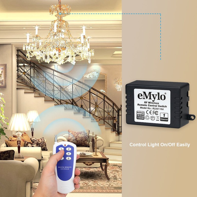 eMylo AC 220V-230V-240V 1000W 6 x 1 Channel 433MHZ RF