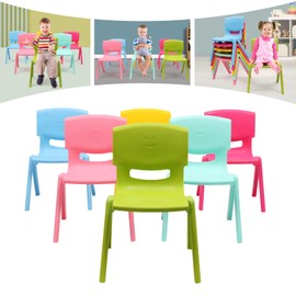 HinLIaDa 6Pcs Stackable School Chairs, Colorful Kids Plastic Chair for Toddlers with 11'' Seat Height, Kids Flexible Seating for Classroom Elementary, School, Daycare, Outdoor, Classroom Furniture