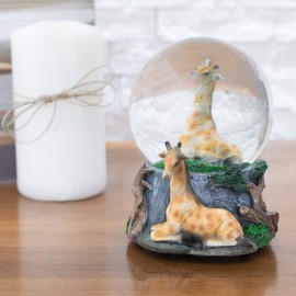 Elanze Designs Giraffe Friend Couple 100MM Sturdy Wind Up Musical Glitter Water Snow Globe Magical Tabletop Dresser Nightstand Figurine Decoration Plays Tune Born Free