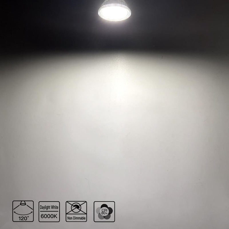 CQTLED GU10 LED Light Bulbs 5W,Daylight White 6000K 500LM,110-220V,120°Wide Angle,Replaces