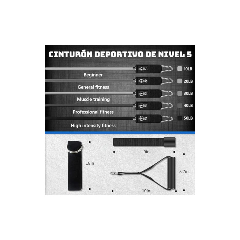 Ligas de Resistencia para Ejercicio11pcs Incluye 5 Bandas Apilables para