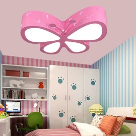 SNKOURIN Morden LED Ceiling Light, 19.7 Inch Dimmable LED Flush Mount Ceiling Light with Remote Control, Pink Butterfly Ceiling Lamp for Girl Boy Baby Bedroom Living Room
