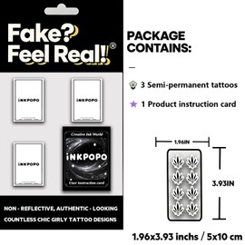 INKPOPO 3 Sheets Semi-Permanent Tattoos for Adults | 7-15 Days Longwear | Waterproof & Realistic Finish | Adult Art Temporary Tattoos | Flower Series 158