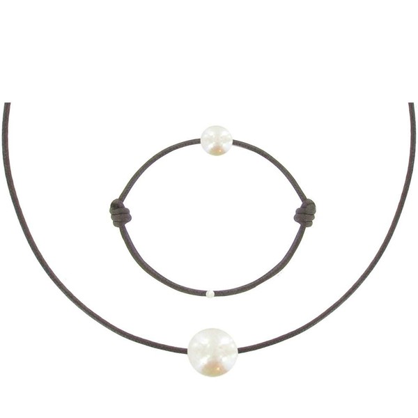 LES POULETTES BIJOUX - Necklace and Bracelet Set White Pearl