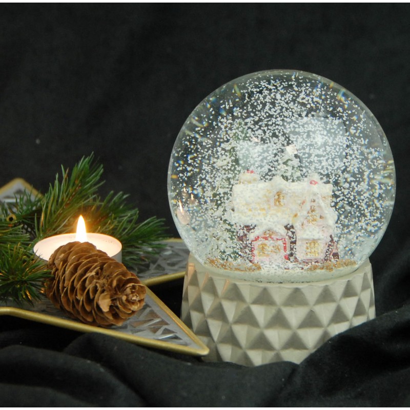 Snow globe sugar baker's house winter forest base beige sand