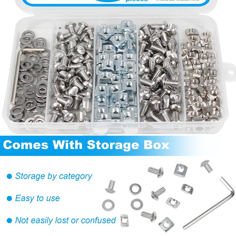 Yinpecly 200Pcs M5 T-Nuts Screws Kit, Hammer Head T Slot